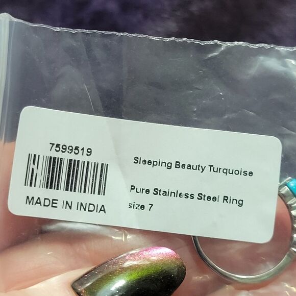 Sleeping Beauty Turquoise 3 Stone Ring Size 7 - Picture 12 of 14